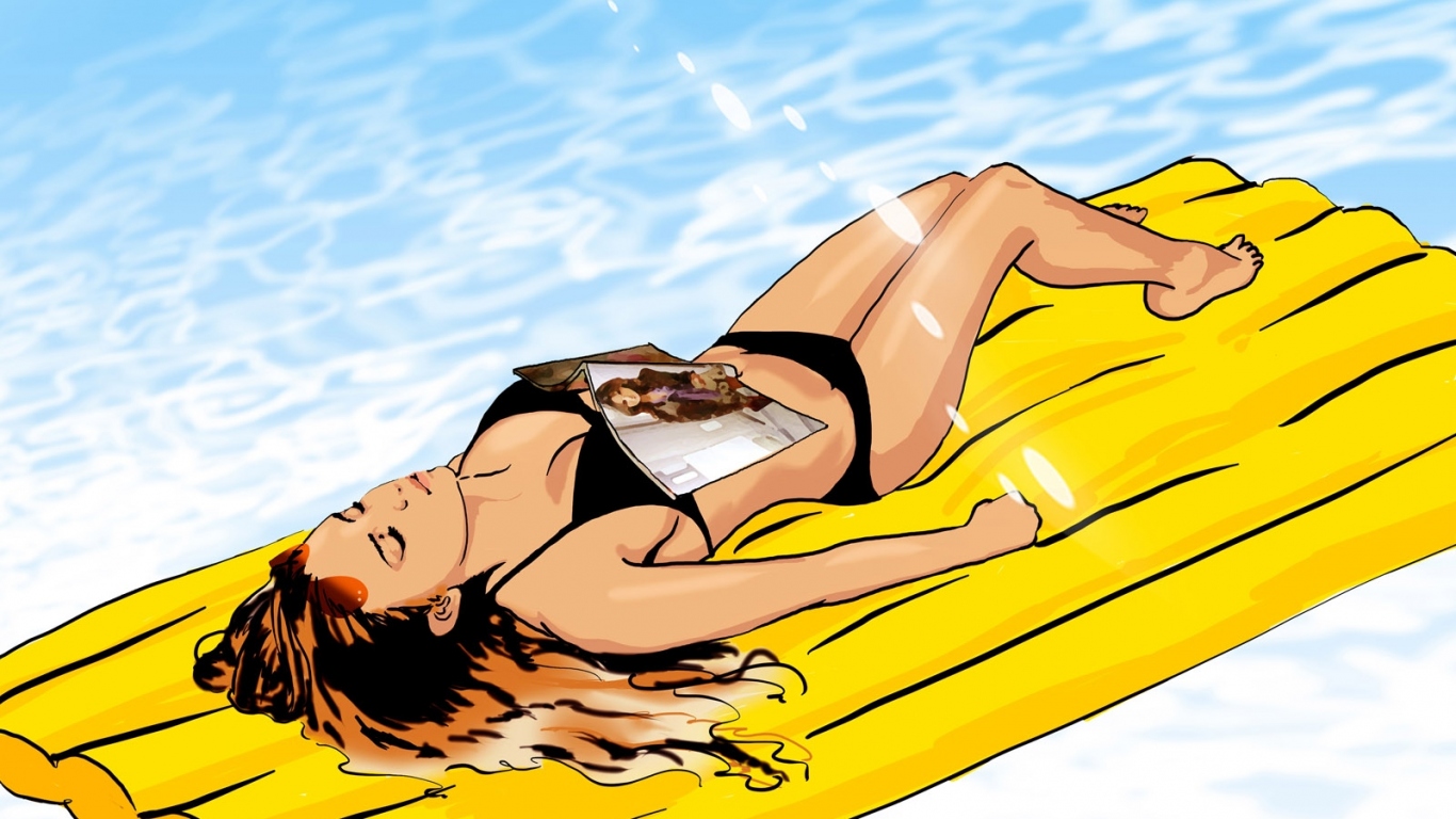 Горячая девушка в бассейне