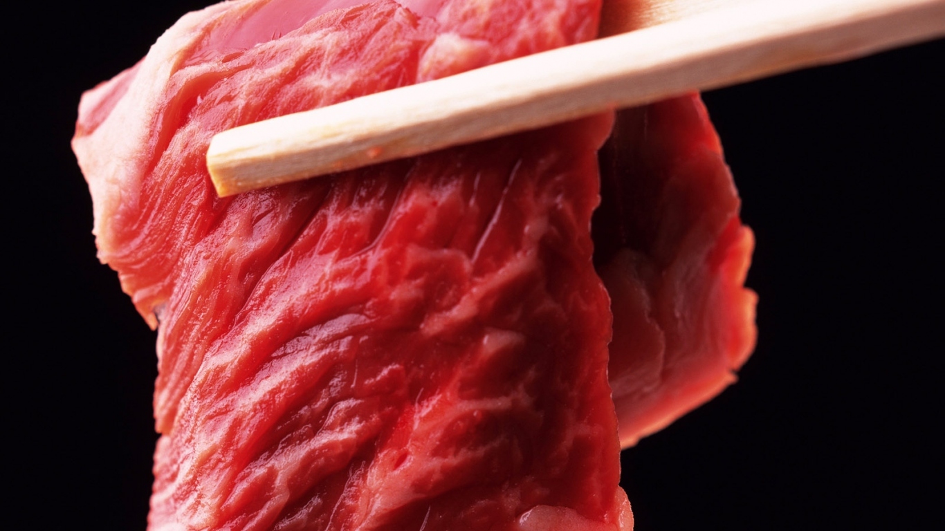 Кусочек мяса на палочках