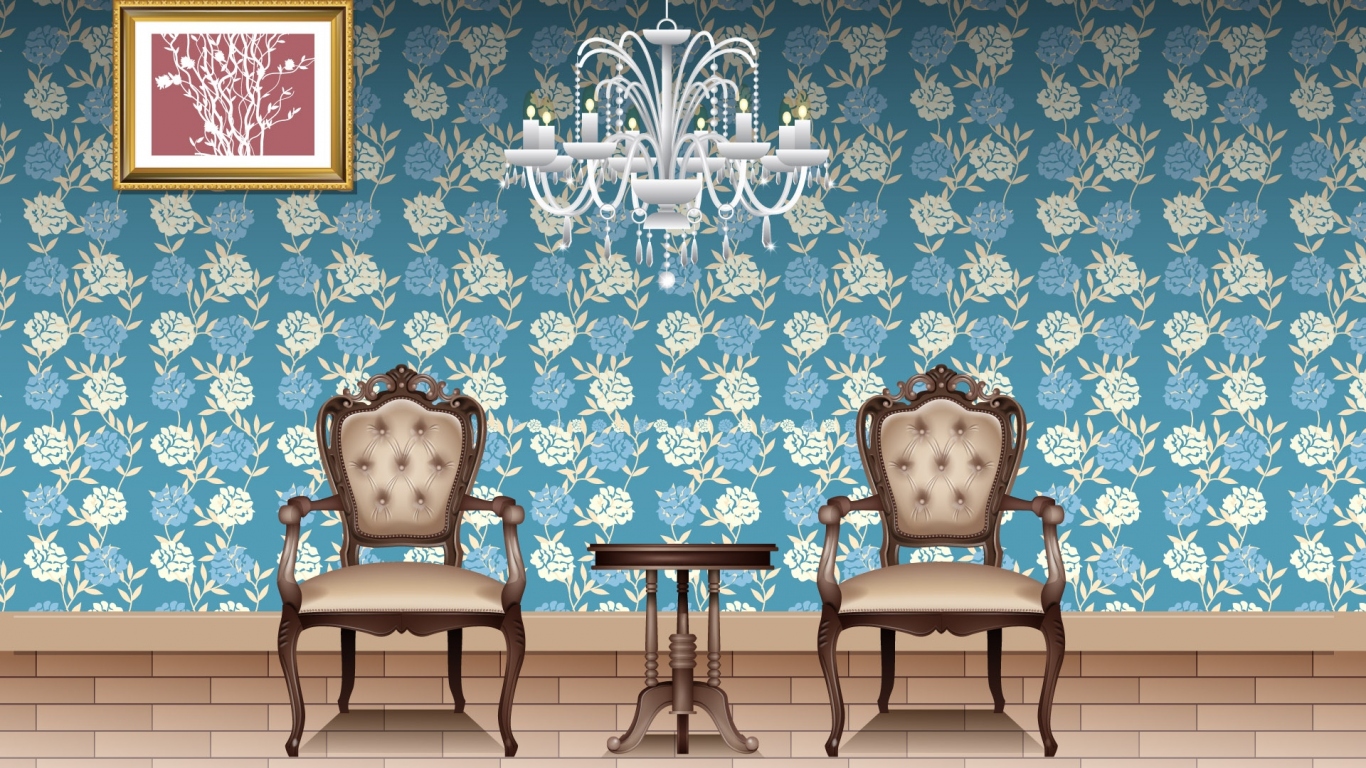 Голубая цветочная комната