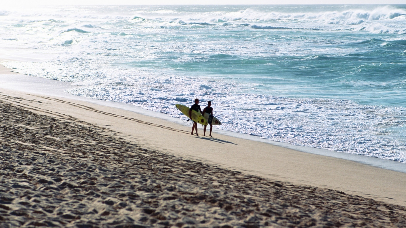 Серферы на пляже