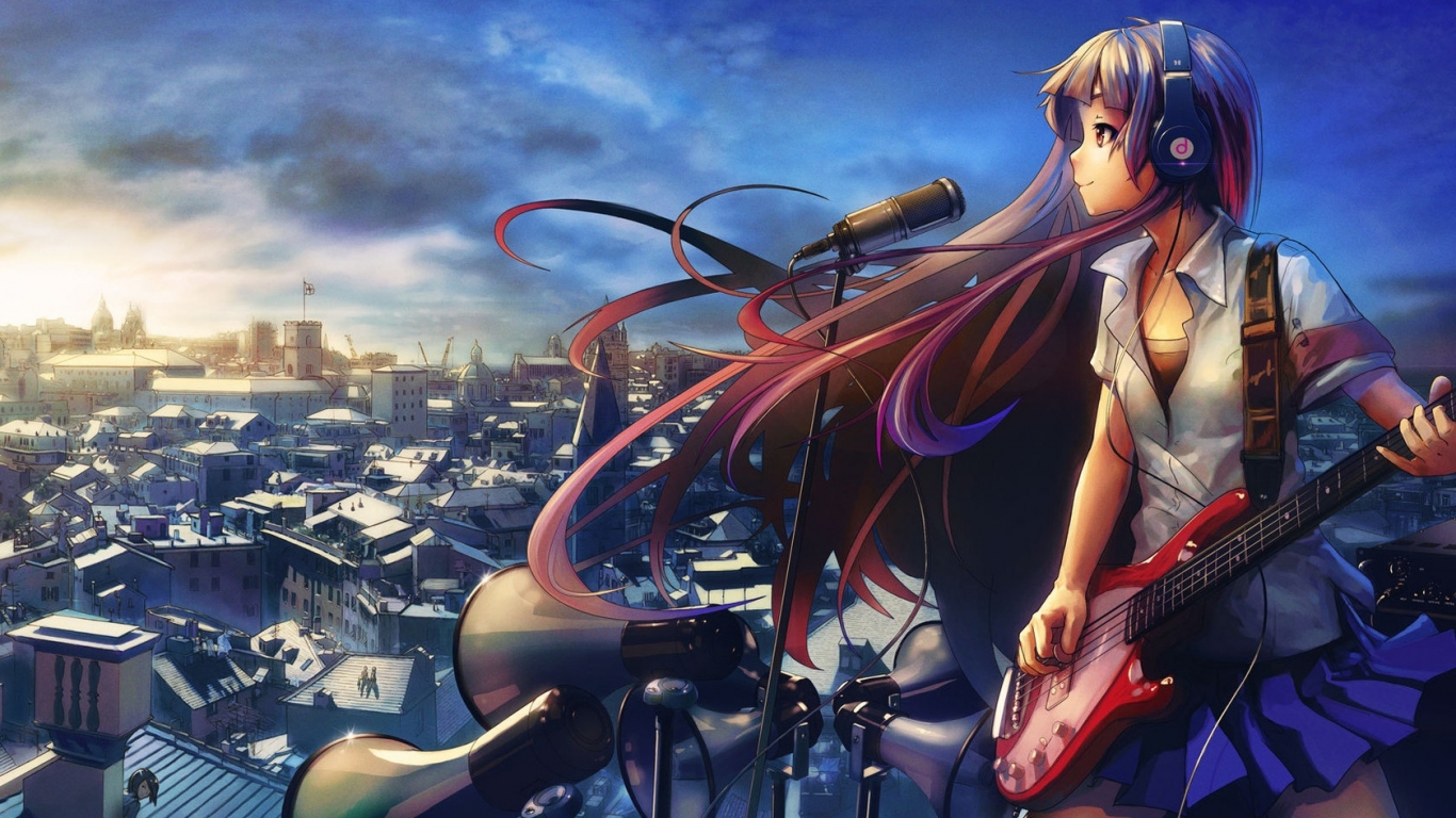 Играя на гитаре