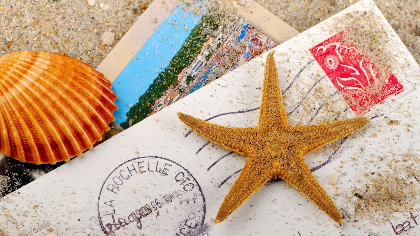 Письмо, ракушка, морская звезда