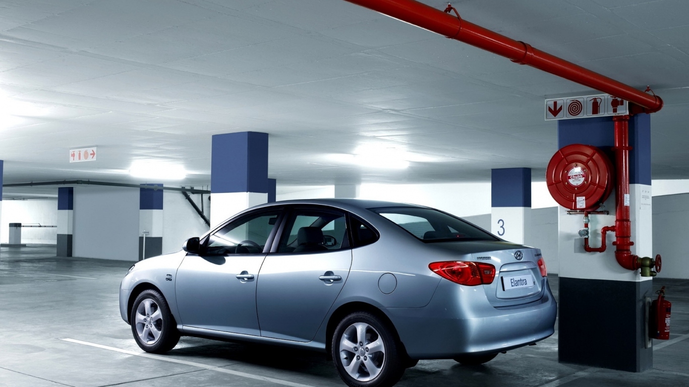 Hyundai Elantra in underground garage