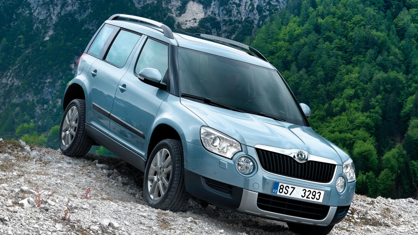 Шкода Йети вниз по склону
