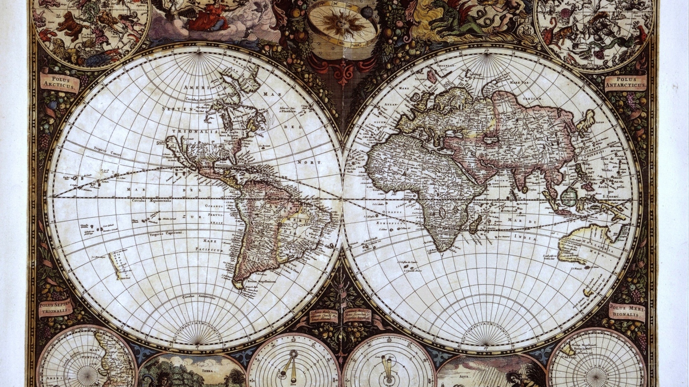 Старинная карта мира