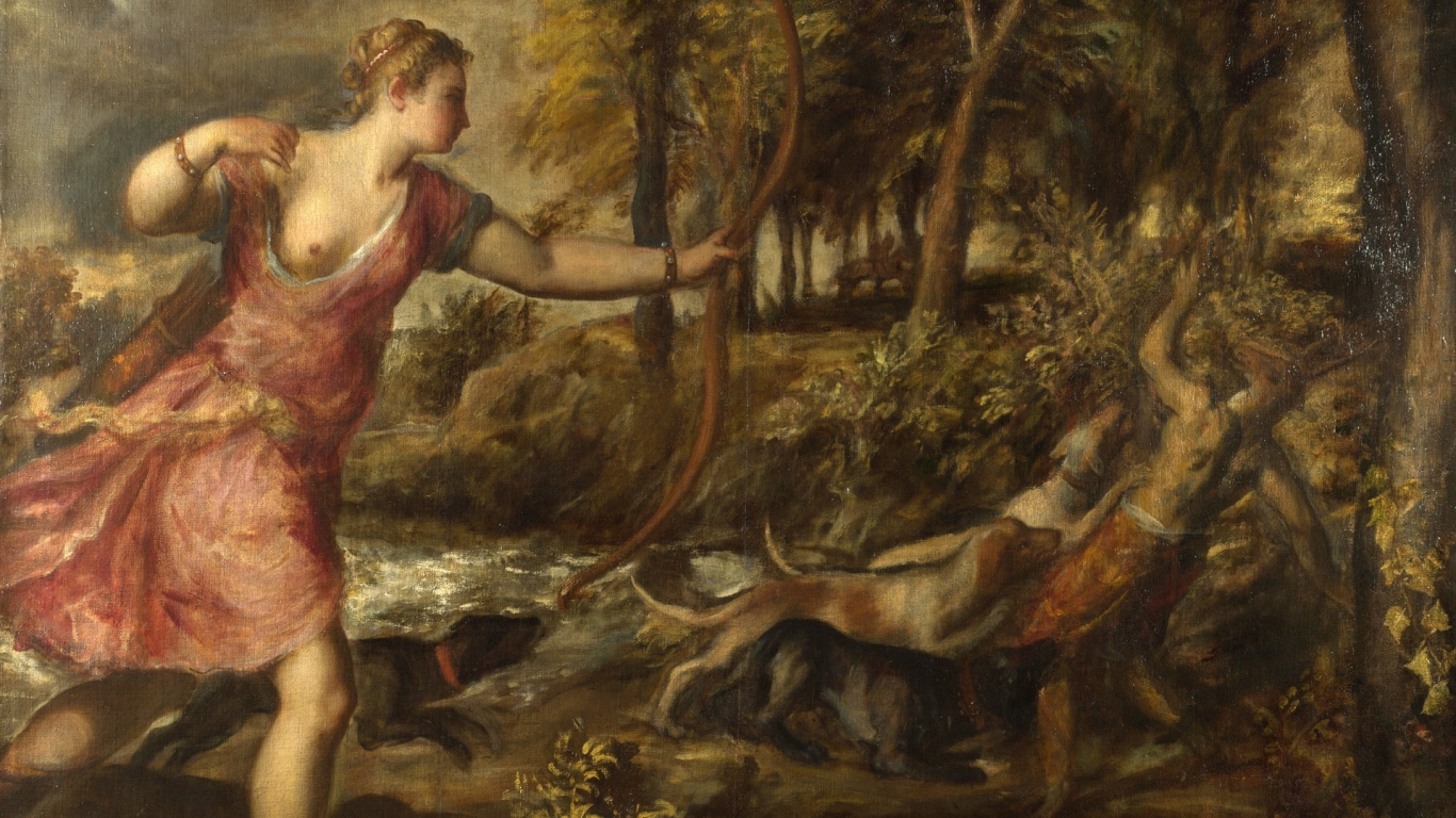 Картина Охотница и сатир