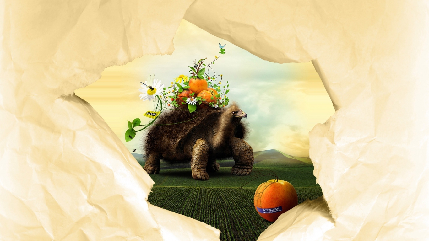 Черепаха и персики