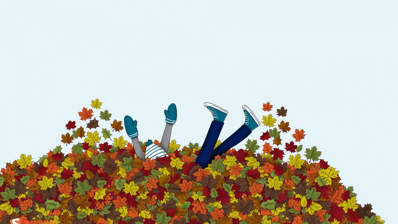 Заваленный опавшими листьями