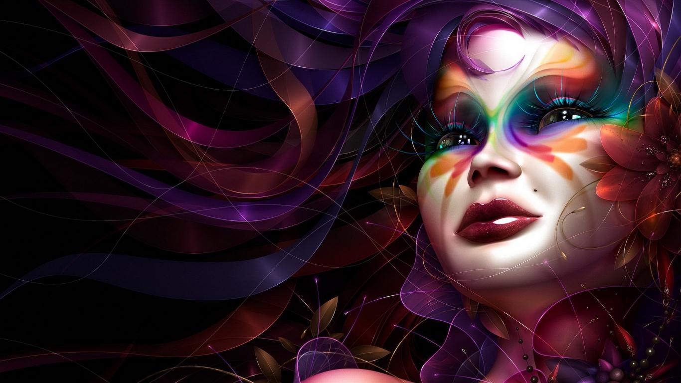 Девушка в разных цветах