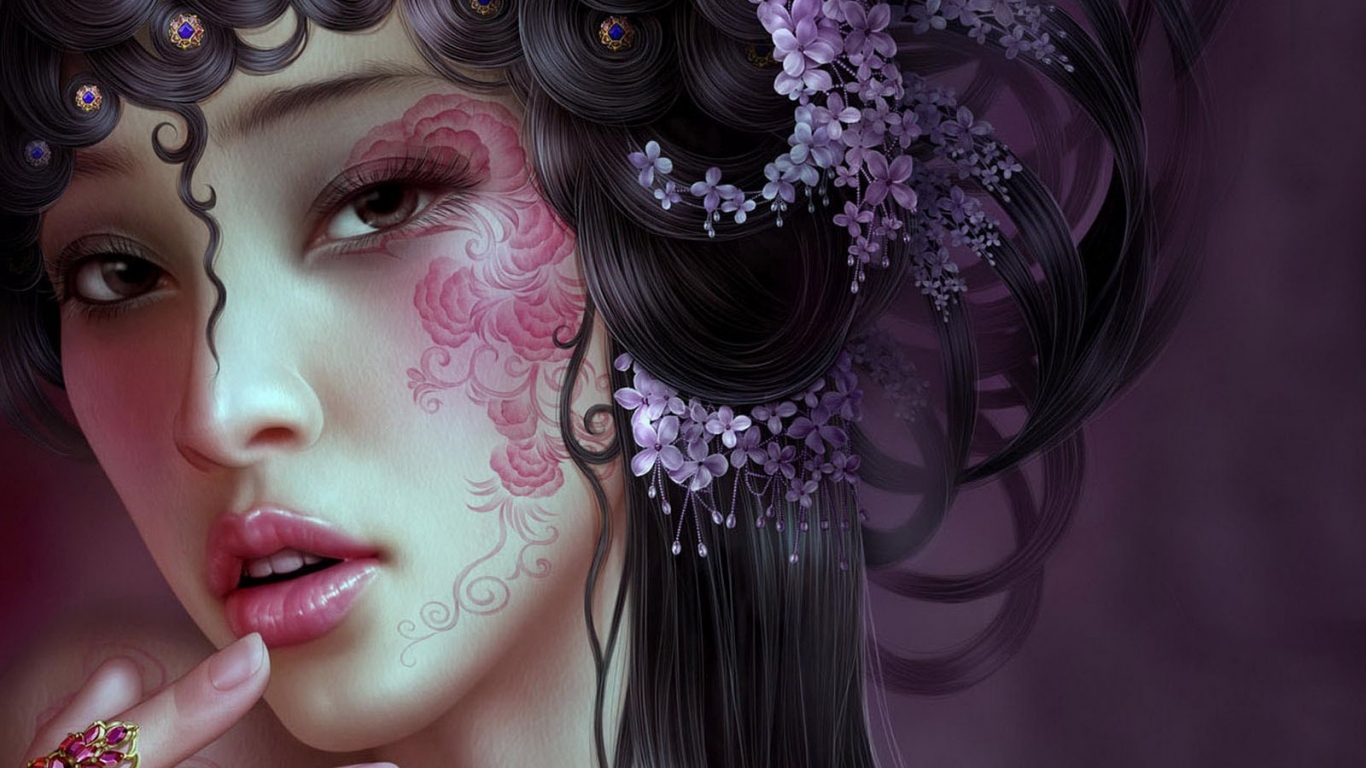 Девушка с узором на лице