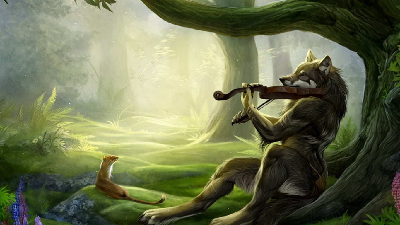 Волчица играющая на скрипке