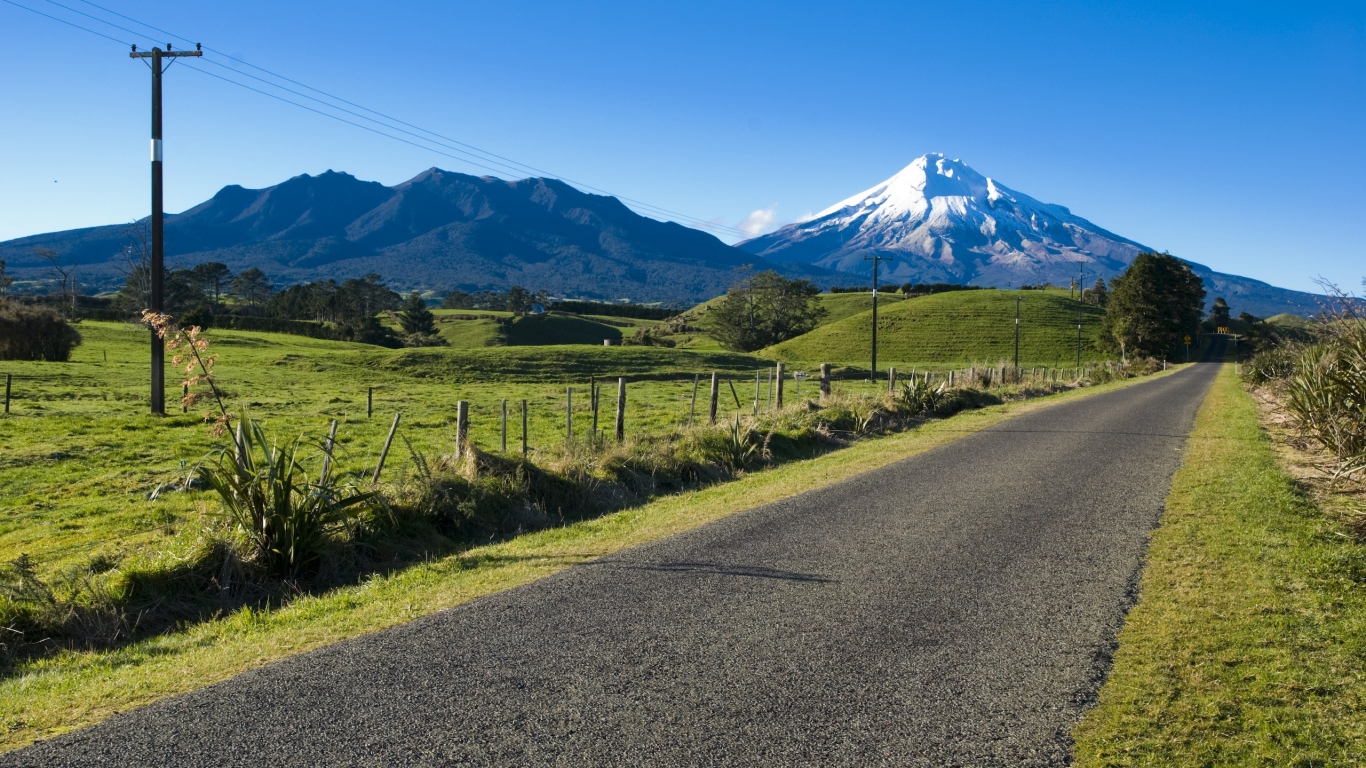 Дорога, Горы, Синее небо