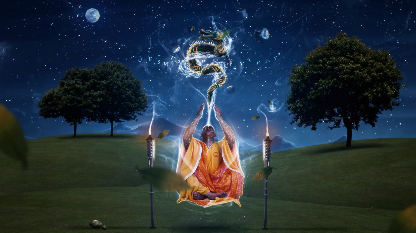 Монах на медитации