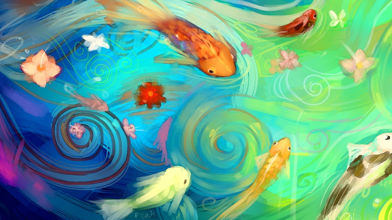 Рисованные рыбы