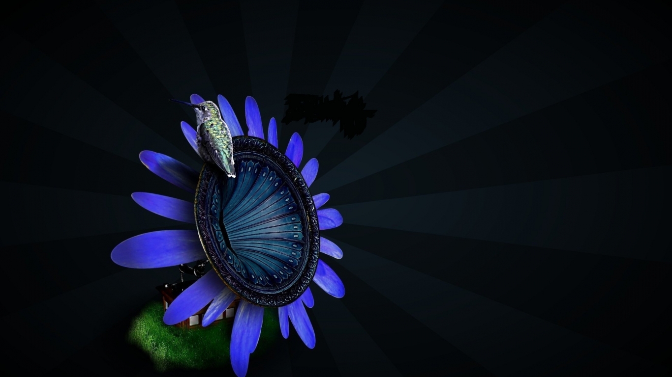 Птица на цветке