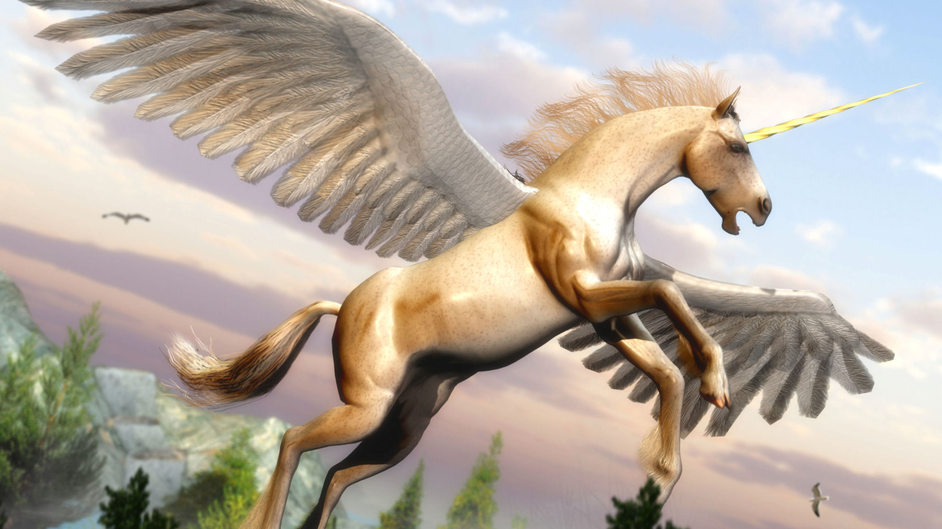 Лошадь с рогом и крыльями