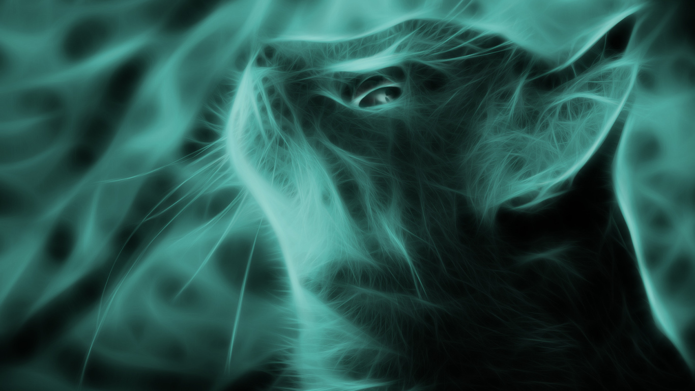 Кошка в зеленом тоне