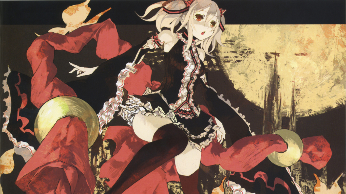 Аниме девушка в черном платье