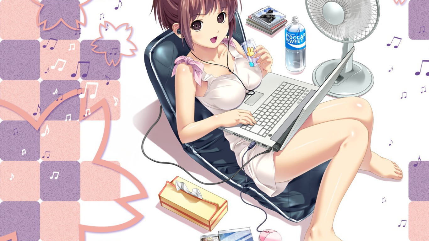 Аниме девочка с компьютером