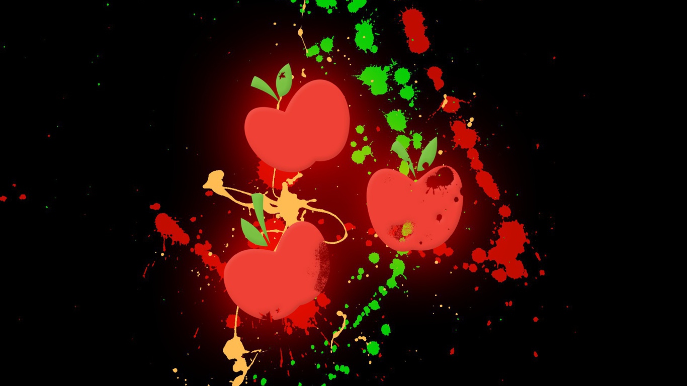 Три яблока на черном фоне