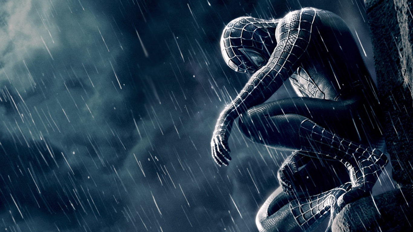 Человек паук под дождем