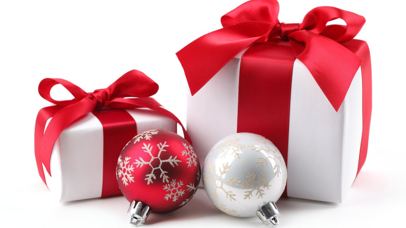 Gift boxes and Christmas decorations on Christmas