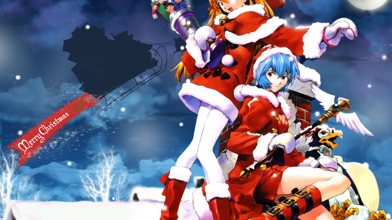 Картинка в стиле аниме на рождество