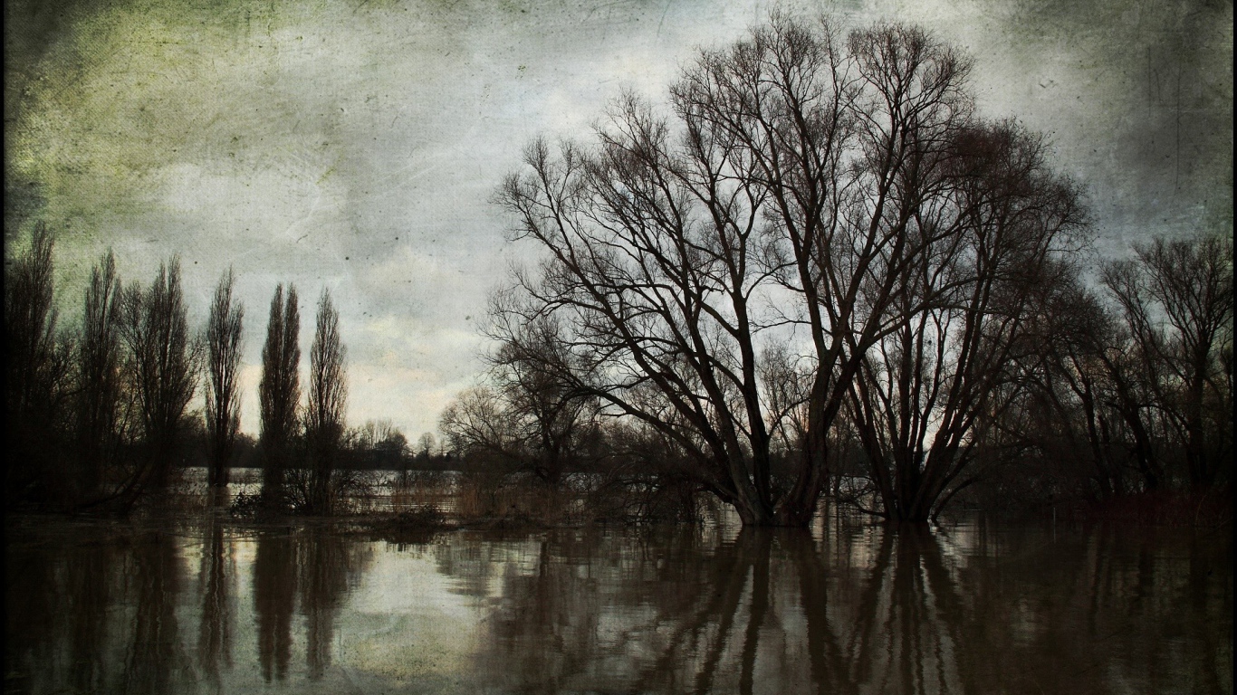 Картина Весенний разлив реки