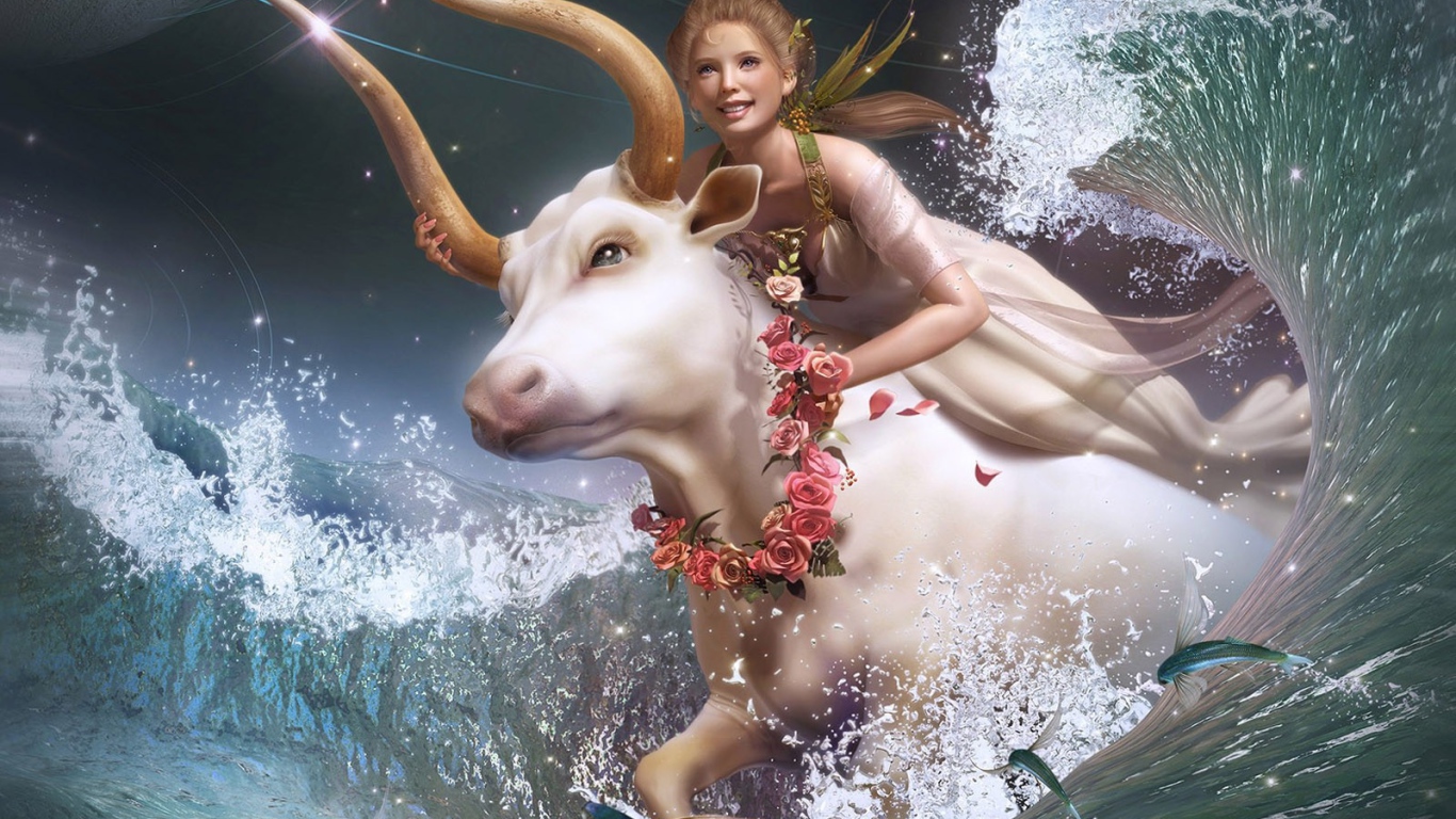 Девушка на белой корове