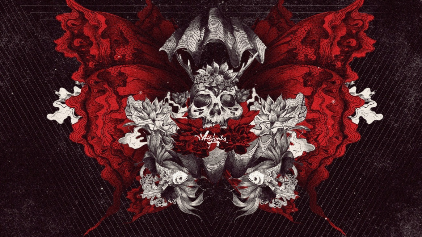 Фантазия с рыбами и черепом