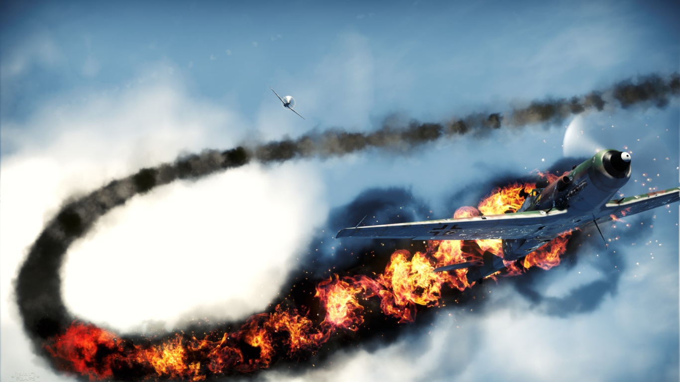 War Thunder военный самолет был подбит