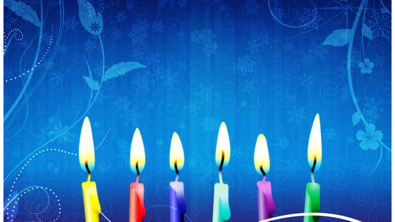Свечи на день рождения, синий фон