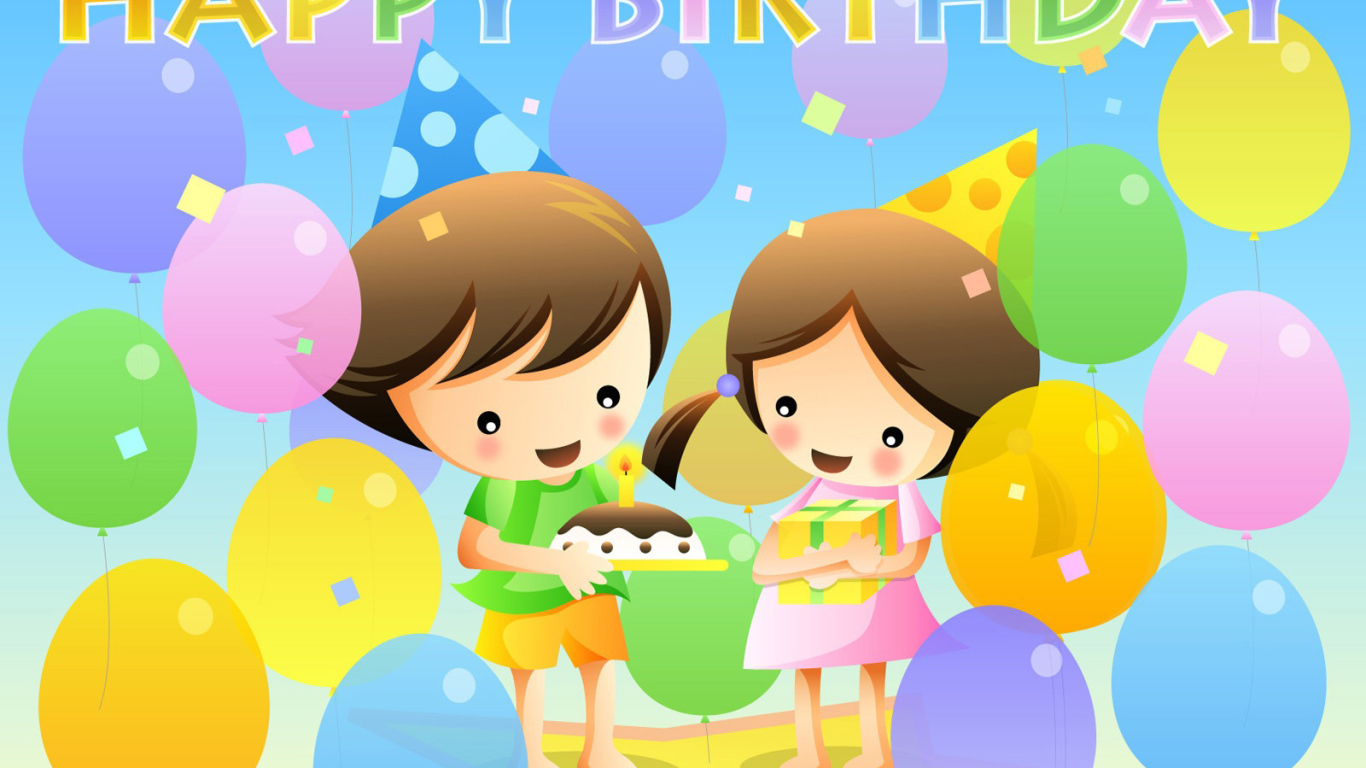 Счастливые дети на день рождения