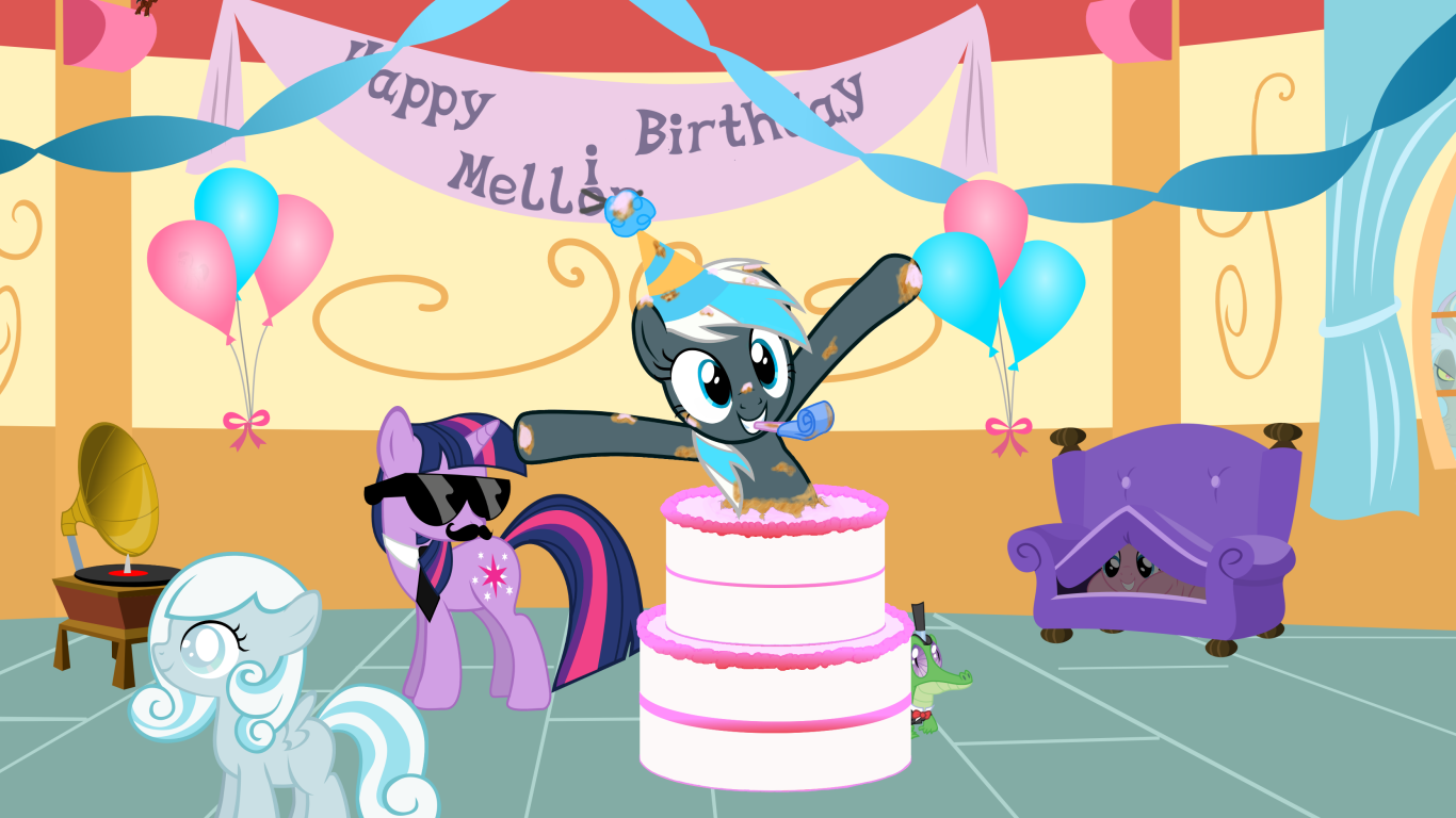 Счастливая пони на день рождения
