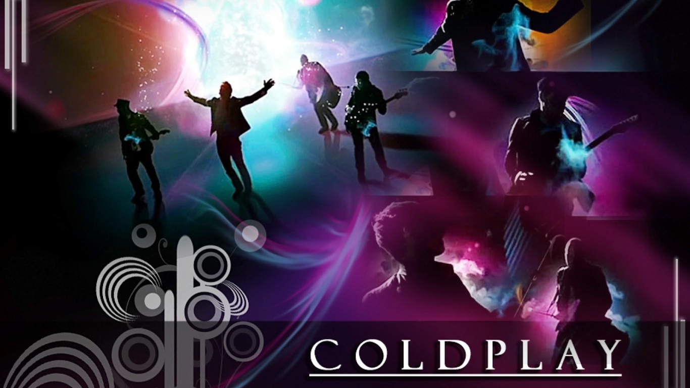 Coldplay in pink and purple