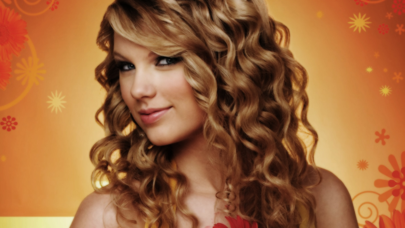 Taylor Swift в оранжевом фоне