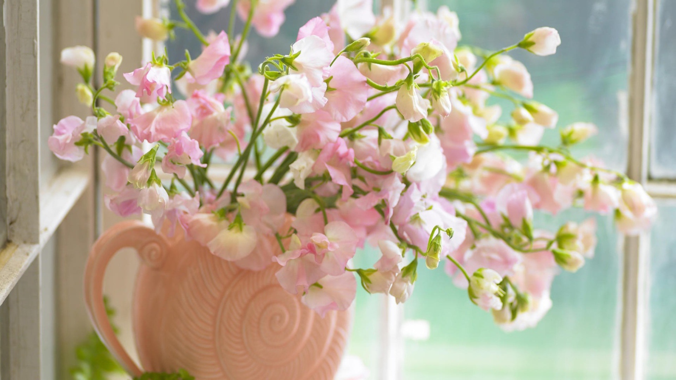 Розовые цветы в вазе