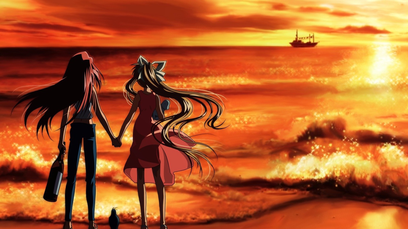 Две девочки на берегу моря