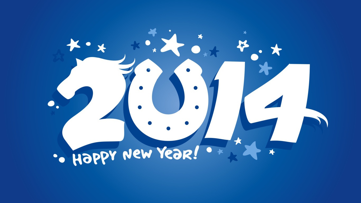 Счастливого Нового Года 2014, конь и подкова