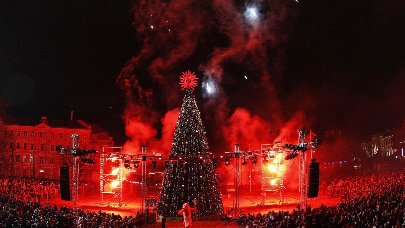 Зажжение новогодней елки в Вильнюсе 2014