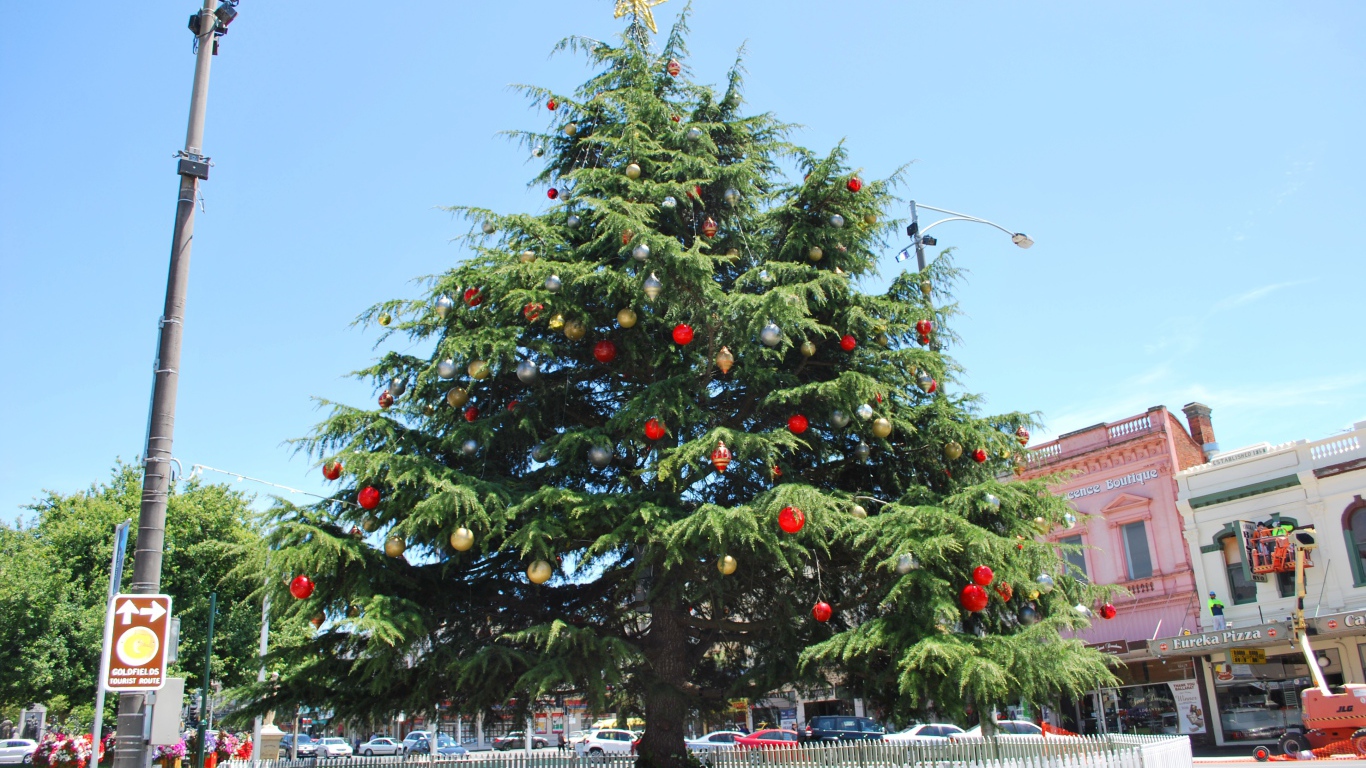 Красивая Новогодняя елка в жаркой стране