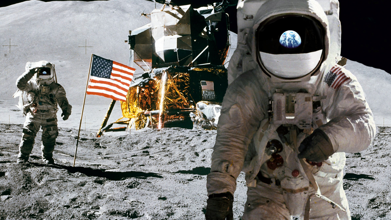 American astronauts on the moon