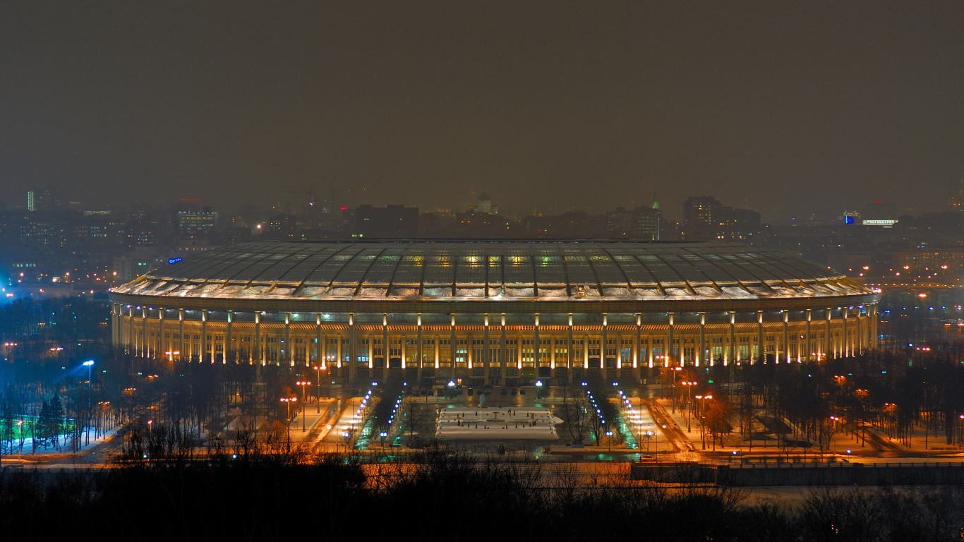 Stadium in moscow at night