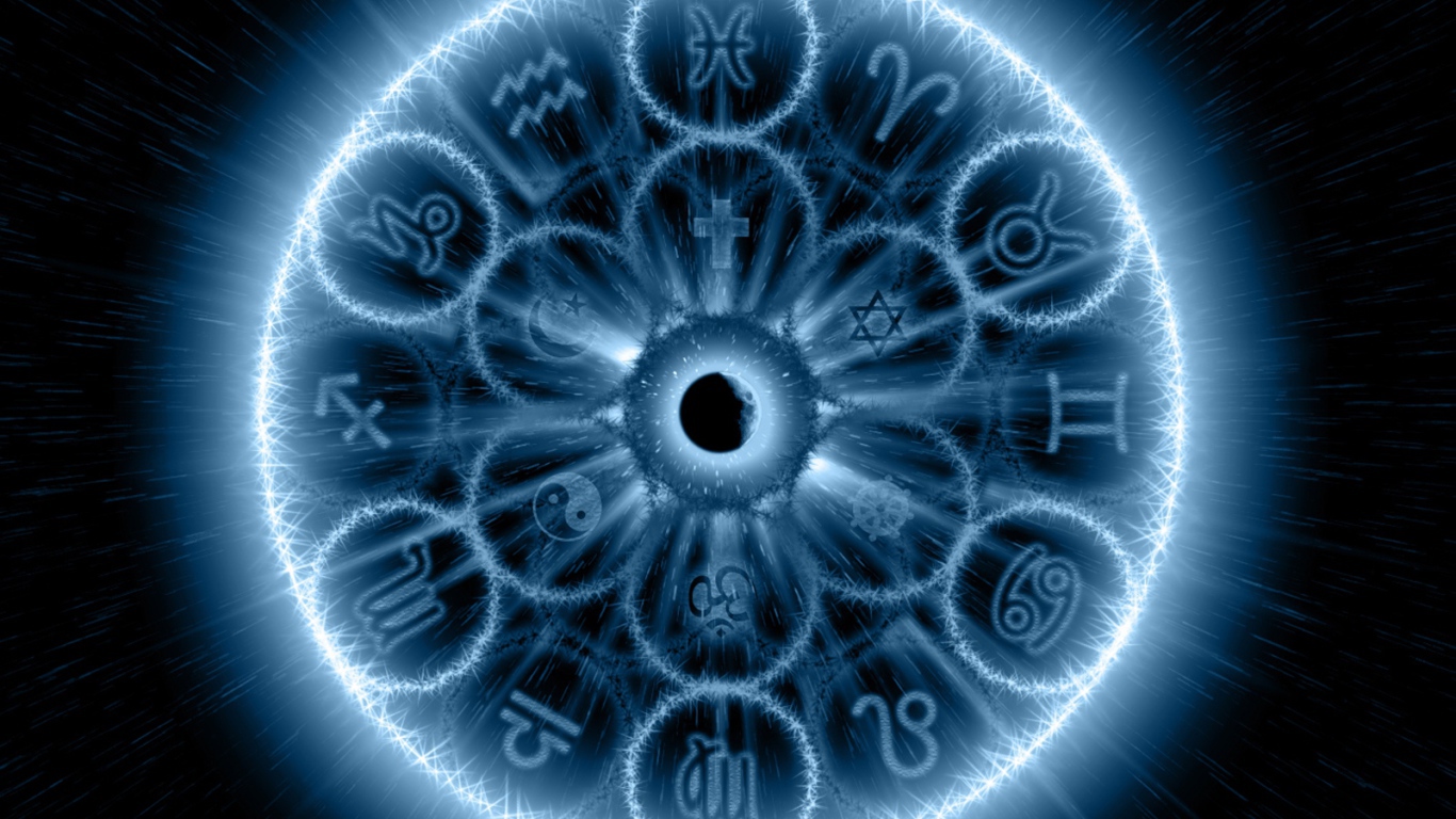 Знаки зодиака в голубом свечении