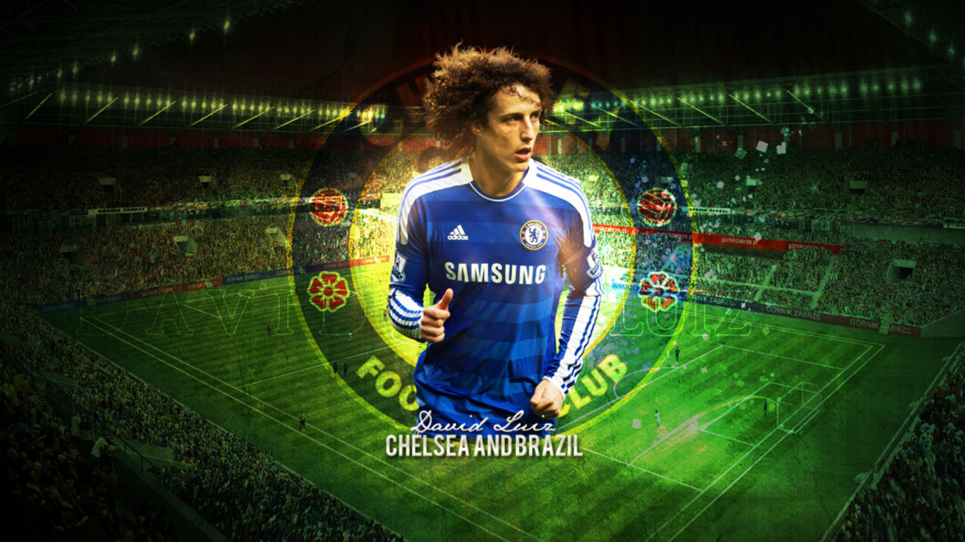 Челси Давид Луис на фоне стадиона