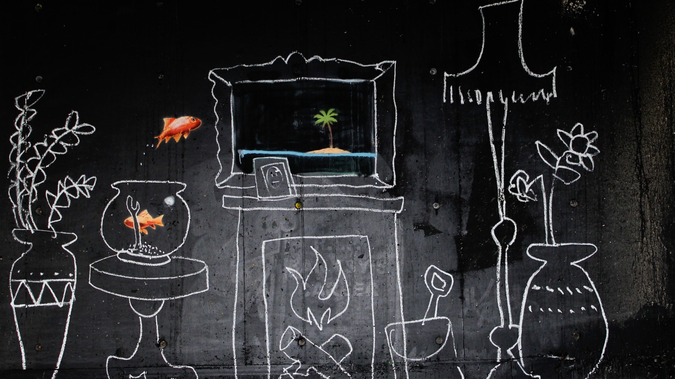 Граффити, уютная комната