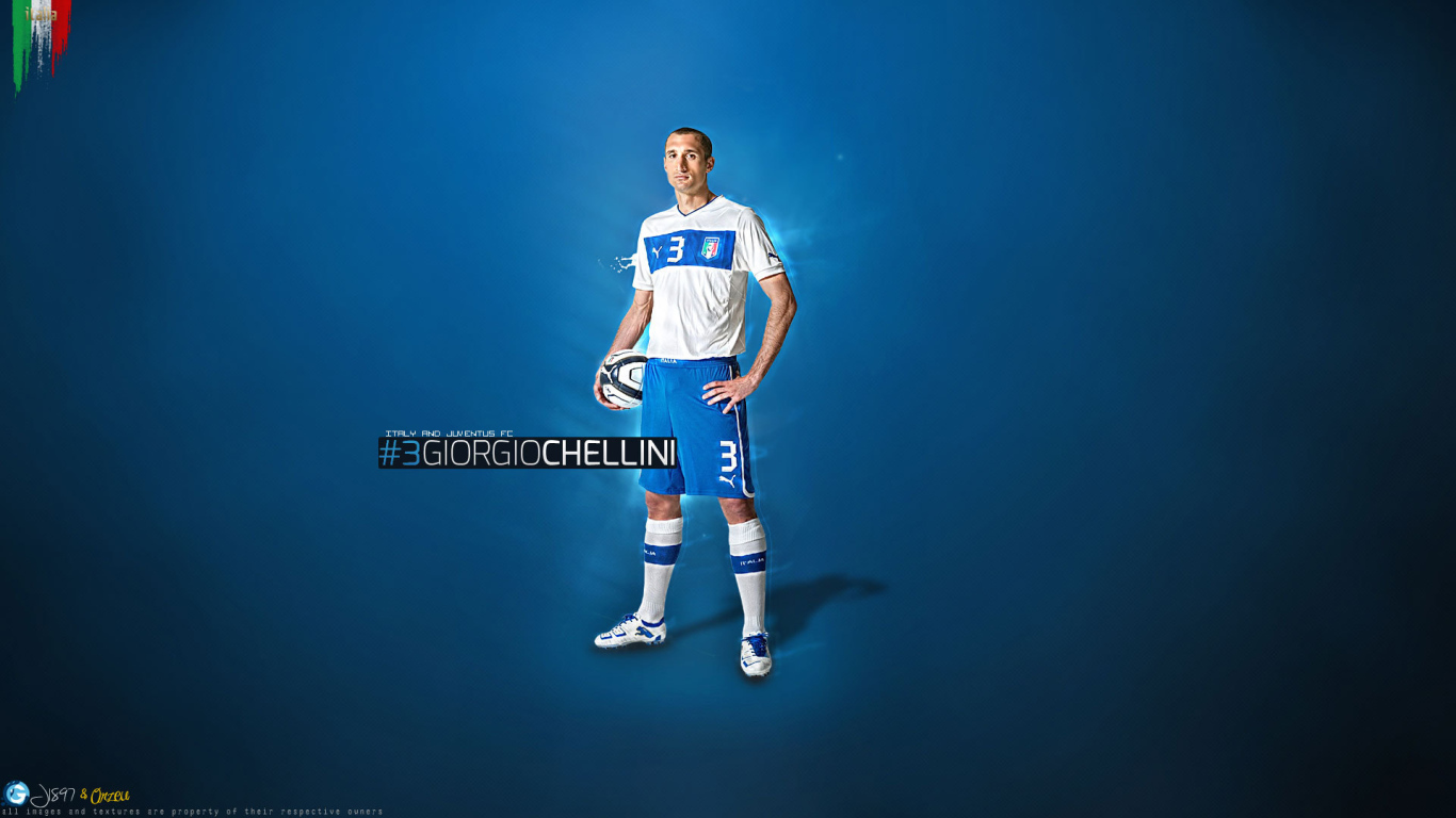 Ювентус Джорджо Кьеллини на синем фоне