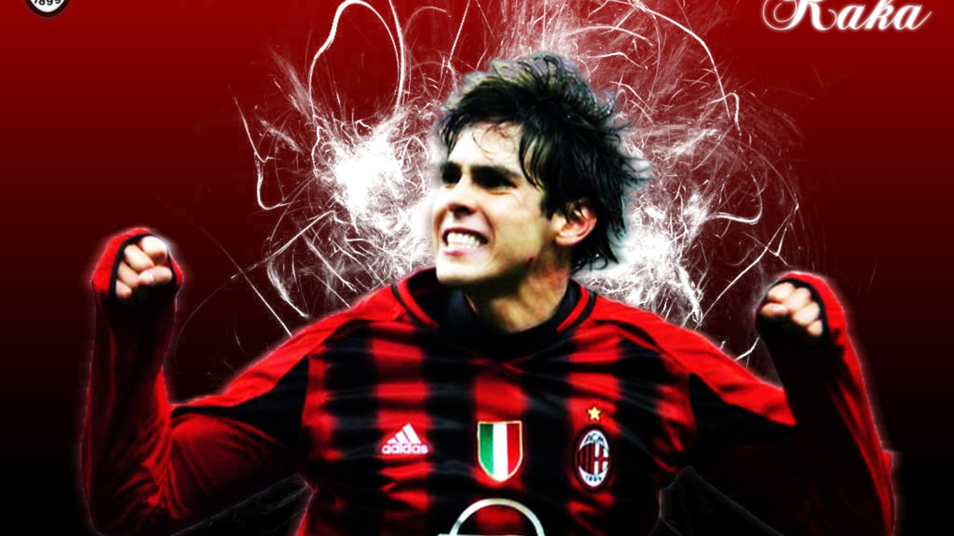 Милан Кака на красном фоне