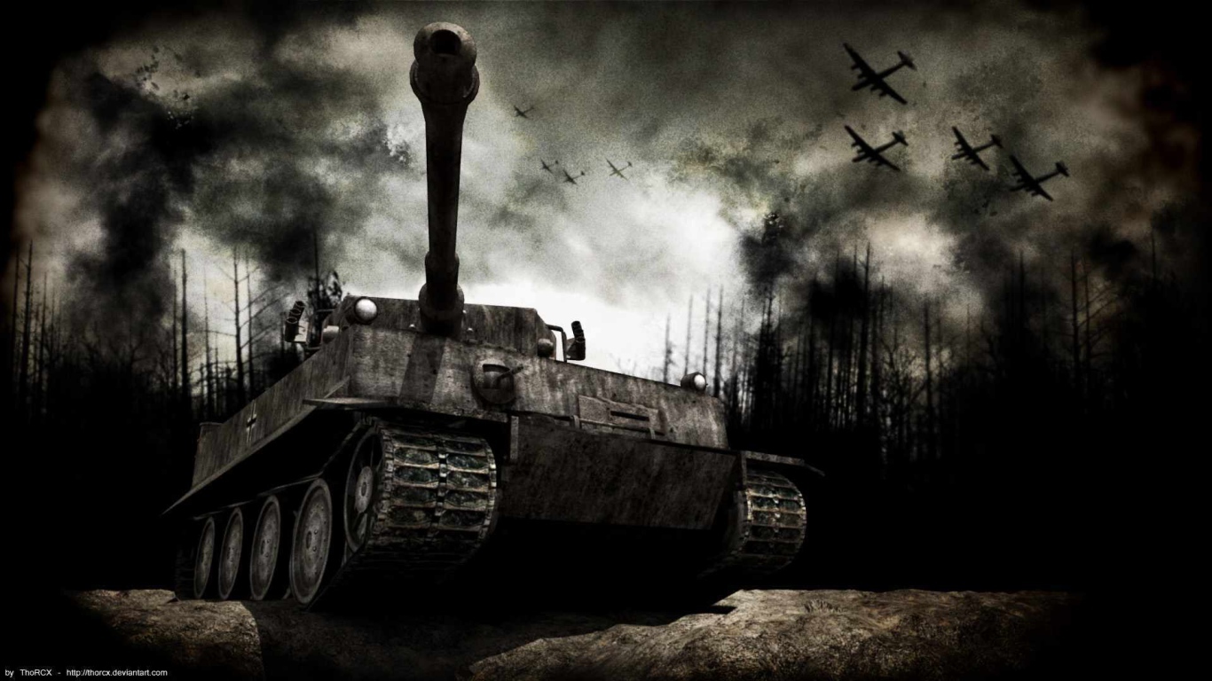 World of Tanks: tank in the dark woods