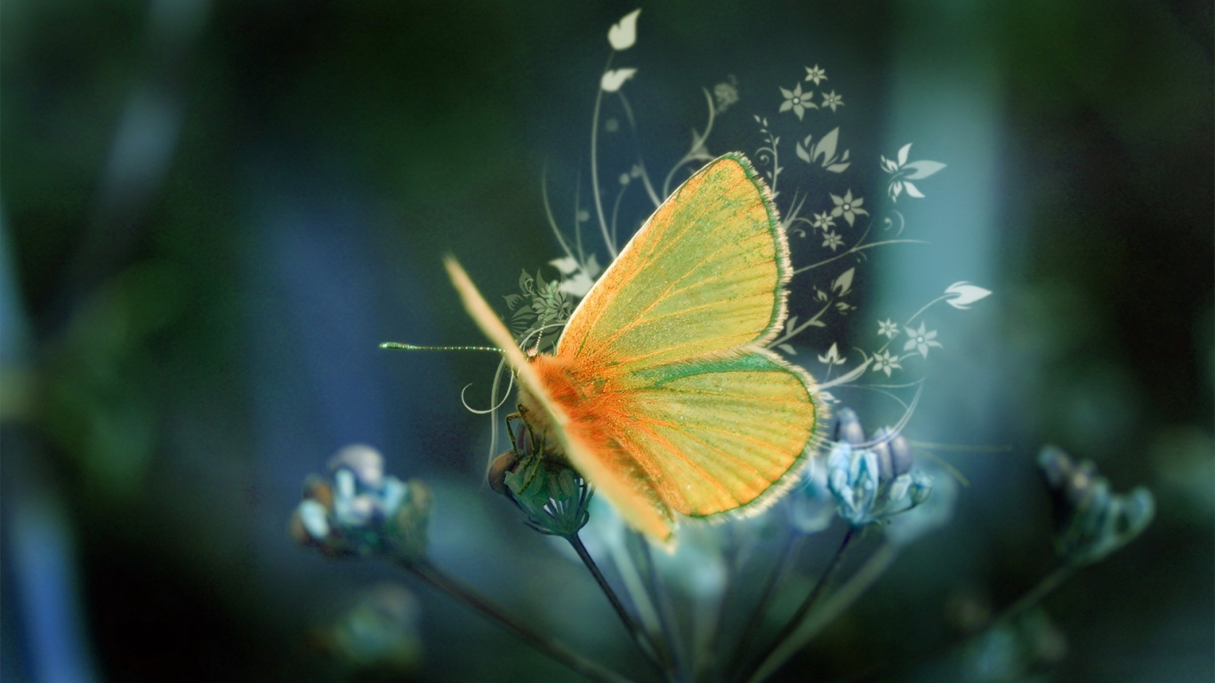 Желтая пушистая бабочка